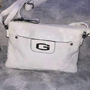 White Embossed G Logo Crossbody Bag - Women